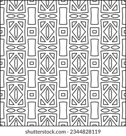 Abstract background with figures from lines. black and white pattern for web page, textures, card, poster, fabric, textile. Monochrome graphic repeating design.