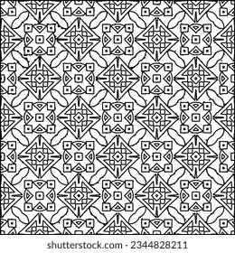 Abstract background with figures from lines. black and white pattern for web page, textures, card, poster, fabric, textile. Monochrome graphic repeating design.