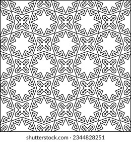 Abstract background with figures from lines. black and white pattern for web page, textures, card, poster, fabric, textile. Monochrome graphic repeating design.