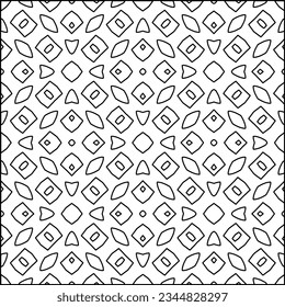 Abstract background with figures from lines. black and white pattern for web page, textures, card, poster, fabric, textile. Monochrome graphic repeating design.