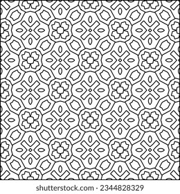 Abstract background with figures from lines. black and white pattern for web page, textures, card, poster, fabric, textile. Monochrome graphic repeating design.