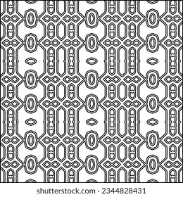 Abstract background with figures from lines. black and white pattern for web page, textures, card, poster, fabric, textile. Monochrome graphic repeating design.