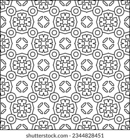 Abstract background with figures from lines. black and white pattern for web page, textures, card, poster, fabric, textile. Monochrome graphic repeating design.