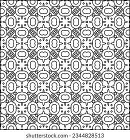 Abstract background with figures from lines. black and white pattern for web page, textures, card, poster, fabric, textile. Monochrome graphic repeating design.