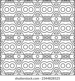 Abstract background with figures from lines. black and white pattern for web page, textures, card, poster, fabric, textile. Monochrome graphic repeating design.