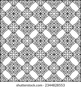 Abstract background with figures from lines. black and white pattern for web page, textures, card, poster, fabric, textile. Monochrome graphic repeating design.