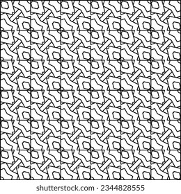 Abstract background with figures from lines. black and white pattern for web page, textures, card, poster, fabric, textile. Monochrome graphic repeating design.