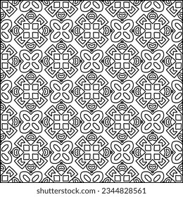 Abstract background with figures from lines. black and white pattern for web page, textures, card, poster, fabric, textile. Monochrome graphic repeating design.