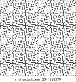 Abstract background with figures from lines. black and white pattern for web page, textures, card, poster, fabric, textile. Monochrome graphic repeating design.