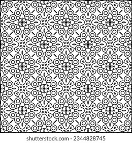 Abstract background with figures from lines. black and white pattern for web page, textures, card, poster, fabric, textile. Monochrome graphic repeating design.