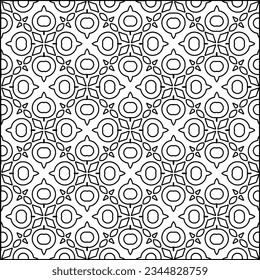 Abstract background with figures from lines. black and white pattern for web page, textures, card, poster, fabric, textile. Monochrome graphic repeating design.