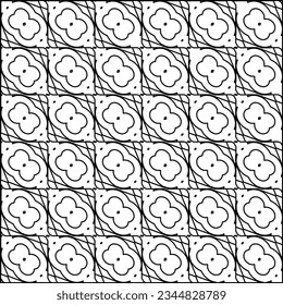 Abstract background with figures from lines. black and white pattern for web page, textures, card, poster, fabric, textile. Monochrome graphic repeating design.