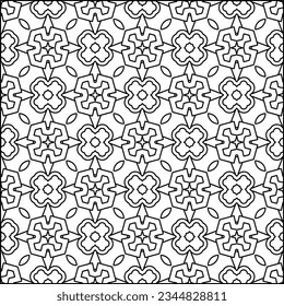 Abstract background with figures from lines. black and white pattern for web page, textures, card, poster, fabric, textile. Monochrome graphic repeating design.