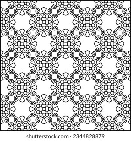 Abstract background with figures from lines. black and white pattern for web page, textures, card, poster, fabric, textile. Monochrome graphic repeating design.