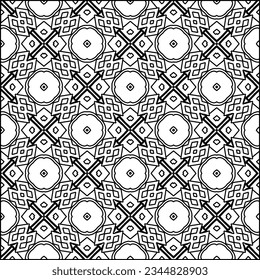 Abstract background with figures from lines. black and white pattern for web page, textures, card, poster, fabric, textile. Monochrome graphic repeating design.