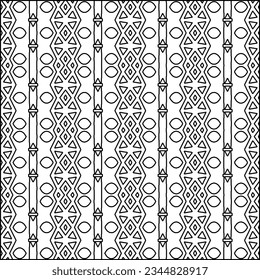 Abstract background with figures from lines. black and white pattern for web page, textures, card, poster, fabric, textile. Monochrome graphic repeating design.