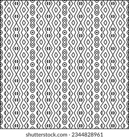 Abstract background with figures from lines. black and white pattern for web page, textures, card, poster, fabric, textile. Monochrome graphic repeating design.
