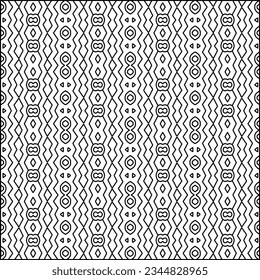 Abstract background with figures from lines. black and white pattern for web page, textures, card, poster, fabric, textile. Monochrome graphic repeating design.