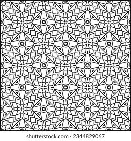 Abstract background with figures from lines. black and white pattern for web page, textures, card, poster, fabric, textile. Monochrome graphic repeating design.