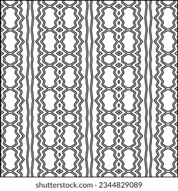 Abstract background with figures from lines. black and white pattern for web page, textures, card, poster, fabric, textile. Monochrome graphic repeating design.