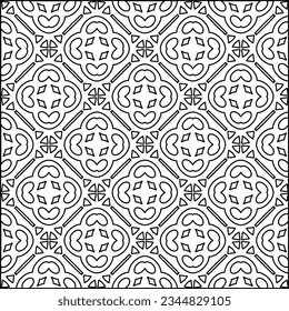 Abstract background with figures from lines. black and white pattern for web page, textures, card, poster, fabric, textile. Monochrome graphic repeating design.