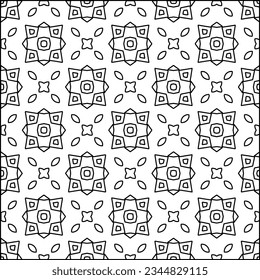 Abstract background with figures from lines. black and white pattern for web page, textures, card, poster, fabric, textile. Monochrome graphic repeating design.
