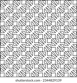 Abstract background with figures from lines. black and white pattern for web page, textures, card, poster, fabric, textile. Monochrome graphic repeating design.