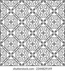 Abstract background with figures from lines. black and white pattern for web page, textures, card, poster, fabric, textile. Monochrome graphic repeating design.