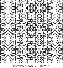 Abstract background with figures from lines. black and white pattern for web page, textures, card, poster, fabric, textile. Monochrome graphic repeating design.