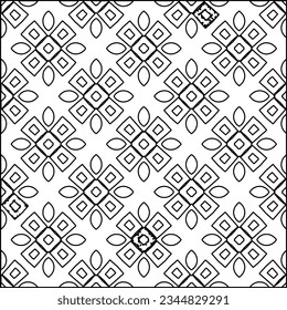 Abstract background with figures from lines. black and white pattern for web page, textures, card, poster, fabric, textile. Monochrome graphic repeating design.