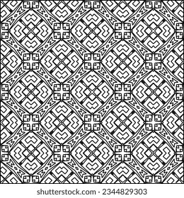 Abstract background with figures from lines. black and white pattern for web page, textures, card, poster, fabric, textile. Monochrome graphic repeating design.