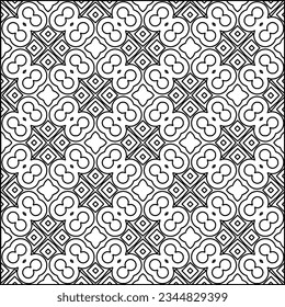 Abstract background with figures from lines. black and white pattern for web page, textures, card, poster, fabric, textile. Monochrome graphic repeating design.