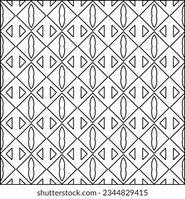 Abstract background with figures from lines. black and white pattern for web page, textures, card, poster, fabric, textile. Monochrome graphic repeating design.