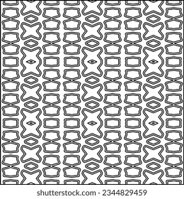 Abstract background with figures from lines. black and white pattern for web page, textures, card, poster, fabric, textile. Monochrome graphic repeating design.