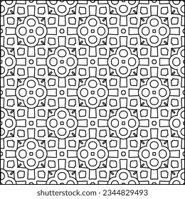 Abstract background with figures from lines. black and white pattern for web page, textures, card, poster, fabric, textile. Monochrome graphic repeating design.