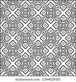 Abstract background with figures from lines. black and white pattern for web page, textures, card, poster, fabric, textile. Monochrome graphic repeating design.