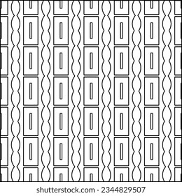 Abstract background with figures from lines. black and white pattern for web page, textures, card, poster, fabric, textile. Monochrome graphic repeating design.