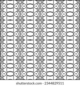 Abstract background with figures from lines. black and white pattern for web page, textures, card, poster, fabric, textile. Monochrome graphic repeating design.