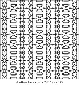 Abstract background with figures from lines. black and white pattern for web page, textures, card, poster, fabric, textile. Monochrome graphic repeating design.