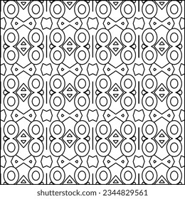 Abstract background with figures from lines. black and white pattern for web page, textures, card, poster, fabric, textile. Monochrome graphic repeating design.