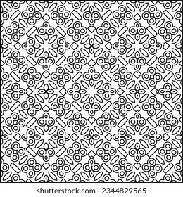 Abstract background with figures from lines. black and white pattern for web page, textures, card, poster, fabric, textile. Monochrome graphic repeating design.
