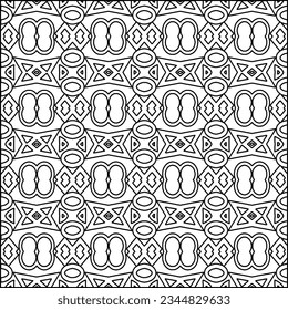 Abstract background with figures from lines. black and white pattern for web page, textures, card, poster, fabric, textile. Monochrome graphic repeating design.