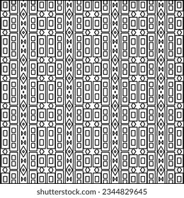 Abstract background with figures from lines. black and white pattern for web page, textures, card, poster, fabric, textile. Monochrome graphic repeating design.