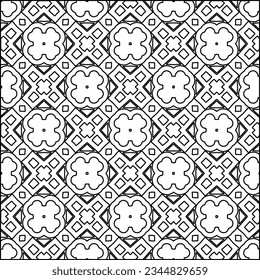 Abstract background with figures from lines. black and white pattern for web page, textures, card, poster, fabric, textile. Monochrome graphic repeating design.