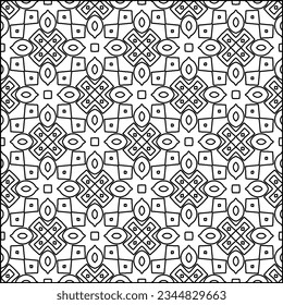 Abstract background with figures from lines. black and white pattern for web page, textures, card, poster, fabric, textile. Monochrome graphic repeating design.