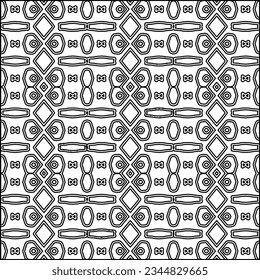 Abstract background with figures from lines. black and white pattern for web page, textures, card, poster, fabric, textile. Monochrome graphic repeating design.