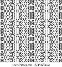 Abstract background with figures from lines. black and white pattern for web page, textures, card, poster, fabric, textile. Monochrome graphic repeating design.