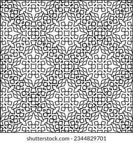 Abstract background with figures from lines. black and white pattern for web page, textures, card, poster, fabric, textile. Monochrome graphic repeating design.