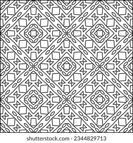 Abstract background with figures from lines. black and white pattern for web page, textures, card, poster, fabric, textile. Monochrome graphic repeating design.