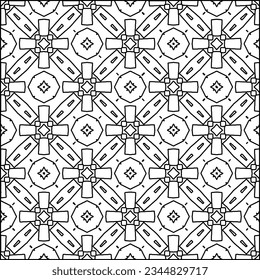 Abstract background with figures from lines. black and white pattern for web page, textures, card, poster, fabric, textile. Monochrome graphic repeating design.